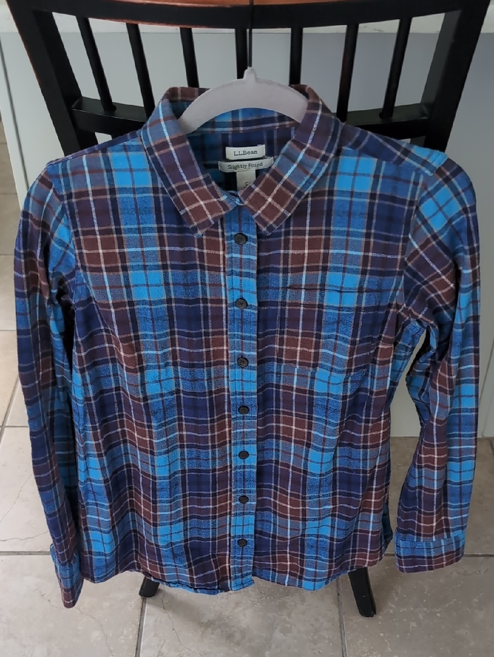 L.L. Bean Blue and Brown Plaid Flannel Shirt
